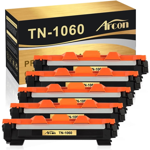 Arcon 5-Pack Compatible Toner for Brother TN-1060 TN1060 HL-1110 1110E 1110R 1112E 1112R 1210W 1212W MFC-1810 1810E 1810R 1815R 1910W DCP-1510 1510E 1510R 1512R 1610W 1612W (Black)