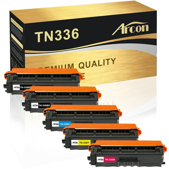 Arcon 5-Pack Compatible Toner for Brother TN336 TN-336 HL-4150CDN 4570CDW 4570CDWT L8250CDN L8350CDW L8350CDWT MFC-L8600CDW L8850CDW 9460CDN 9560CDW (Black Cyan Magenta Yellow)