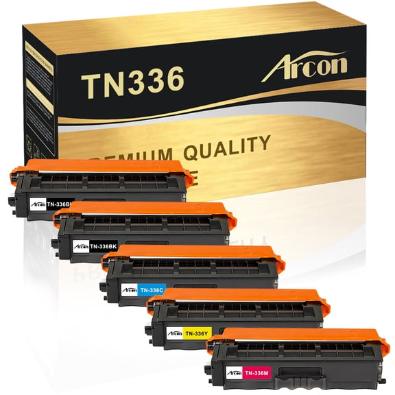 Arcon 5-Pack Compatible Toner for Brother TN336 TN-336 HL-4150CDN 4570CDW 4570CDWT L8250CDN L8350CDW L8350CDWT MFC-L8600CDW L8850CDW 9460CDN 9560CDW (Black Cyan Magenta Yellow)