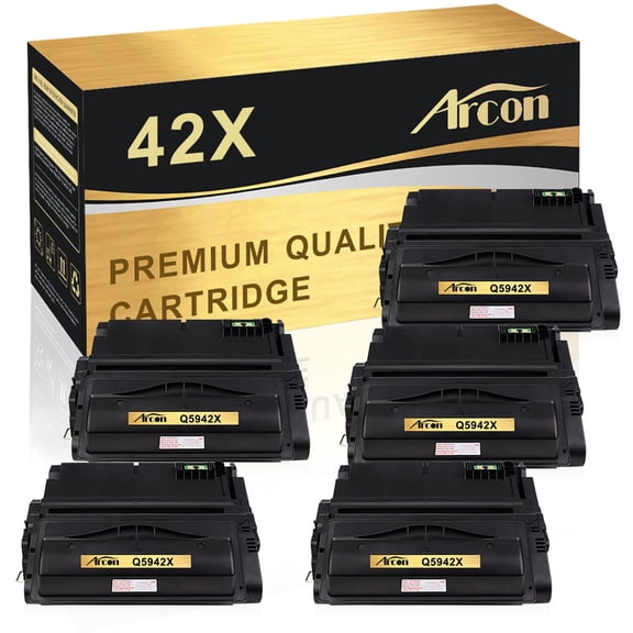 Arcon 5-Pack Compatible Toner for HP 42X Q5942X works with LaserJet 4200 4240 4250 4300 4250N 4250TN 4250DTN 4350 4350N 4350TN 4350DTN 4350DTNSL Printers (Black)