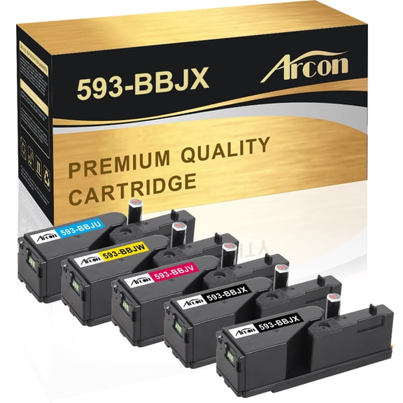 Arcon 5-Pack Compatible Toner for Dell 593-BBJX 593-BBJU 593-BBJV 593-BBJW works with Dell E525W Printers (Black Cyan Magenta Yellow)