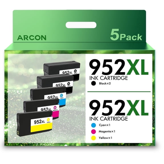 Arcon 5-Pack Compatible ink Compatible for 952 XL Ink Cartridges Use with Officejet Pro 8710 8720 7740 7720 8200 8700 8740 8725 8702 8216 8218 Printer