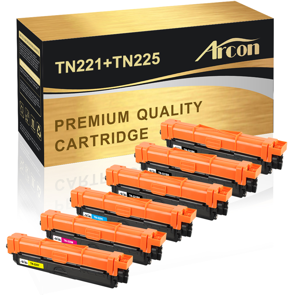 Lot De 5 Cartouches Toner Compatibles Brother TN-221/225/241/245 - Noir - Neuf Emballé