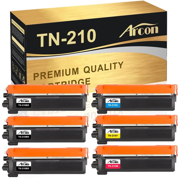 Arcon 6-Pack Compatible Toner for Brother TN210 TN-210BK works with Brother HL-3040CN 3070CW 3045CN 3075CW MFC-9010CN 9120CW 9320CW 9125CN 9325CW (Black Cyan Magenta Yellow)