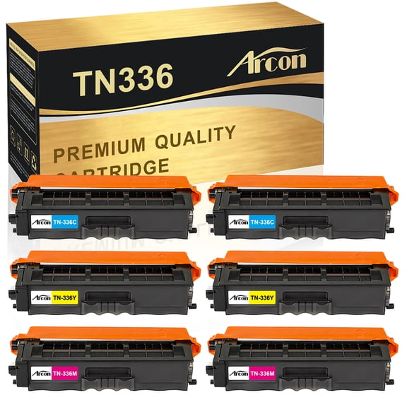 Arcon 6-Pack Compatible Toner for Brother TN336 TN-336 HL-4150CDN 4570CDW 4570CDWT L8250CDN L8350CDW L8350CDWT MFC-L8600CDW L8850CDW 9460CDN 9560CDW 9970CDW (Cyan Magenta Yellow)