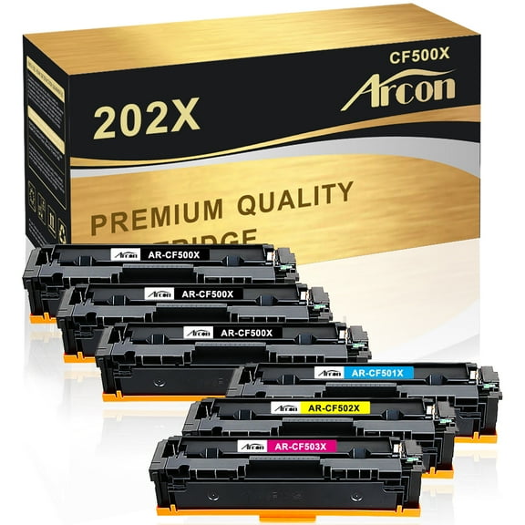 Arcon 6-Pack Compatible Toner for HP 202X CF500X Color LaserJet Pro MFP M254dw M254dn M254nw M280nw M281fdw M281fdn M281cdw Printers (Black Cyan Magenta Yellow)