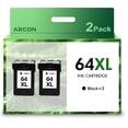 thumbnail image 1 of Arcon 64XL Ink Cartridge Compatible for 64XL Ink Cartridges Envy Photo 7855 7155 6255 7164 7830 7858 7800 6230 7120 Printer (Black*2), 1 of 8