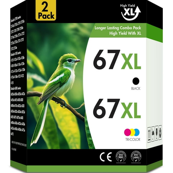 Arcon 67XL Ink Cartridge Compatible for HP 67 67XL Black and Tri-Color for DeskJet 2775 2776 2777 2778 2779 6078 6478 Printer Ink