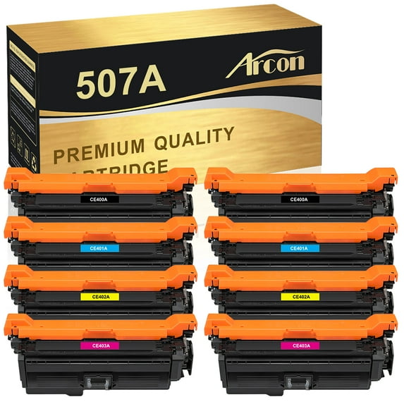 Arcon 8-Pack Compatible Toner for HP 507A CE400A Works with HP LaserJet Enterprise 500 color M551dn M551n M551xh MFP M575dn M575F 575c MFP M570dn 570dw (Black Cyan Magenta Yellow)