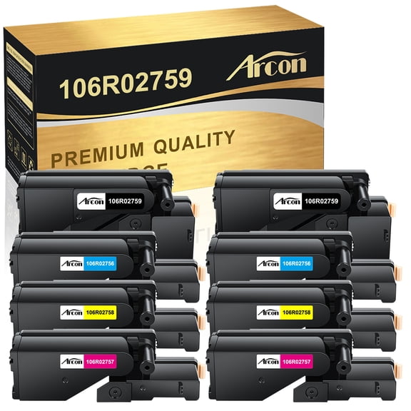 Arcon 8-Pack Compatible Toner for Xerox 106R02759 106R02756 106R02757 106R02758 works with Xerox Phaser 6020 6022 WorkCentre 6025 6027 Printers (Black Cyan Magenta Yellow）