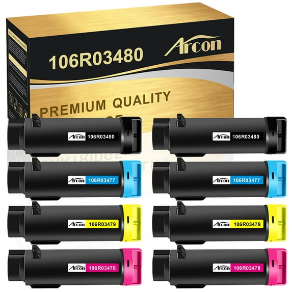 Arcon 8-Pack Compatible Toner for Xerox 106R03480 Xerox Phaser 6510N 6510DN 6510DNM 6510DNI Xerox WorkCentre 6515N 6515DN 6515DNM 6515DNI (Black Cyan Magenta Yellow)