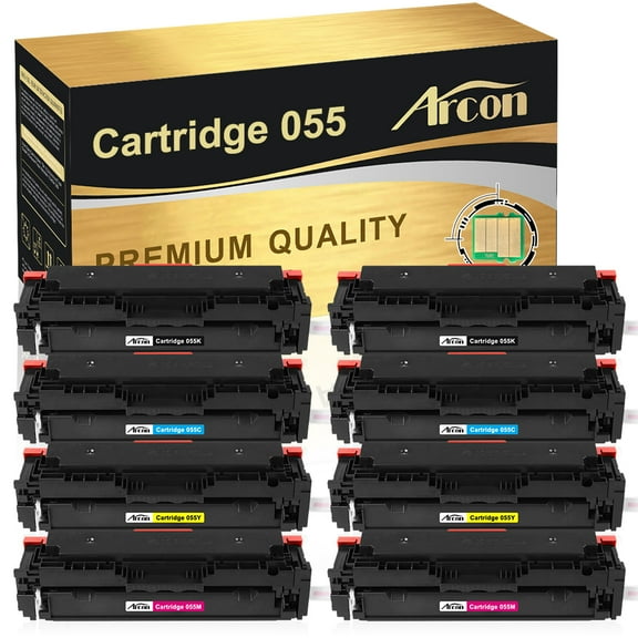 Arcon 8-Pack Compatible Toner for Canon 055 with Chip imageCLASS MF741CDW MF743Cdw MF745CDW MF746Cx LBP664CX MF746Cdw (Black Cyan Magenta Yellow)