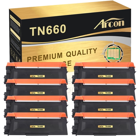 Arcon 8-Pack Compatible Toner works with Brother TN-660 TN660 TN 660 works with HL-L2300D HL-L2380DW DCP-L2520DW DCP-L2540DW MFC-L2700DW MFC-L2707DW Printers (Black)