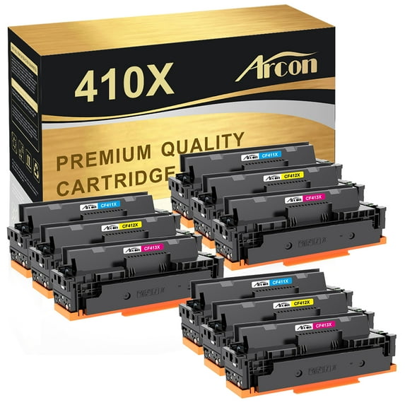 Arcon Compatible Toner for HP 410X CF411X CF412X CF413X Color LaserJet Pro MFP M452nw M452dn M477fdn M477fnw M477fdw M452dw M377dw Printers (Cyan Magenta Yellow, 9-Pack)