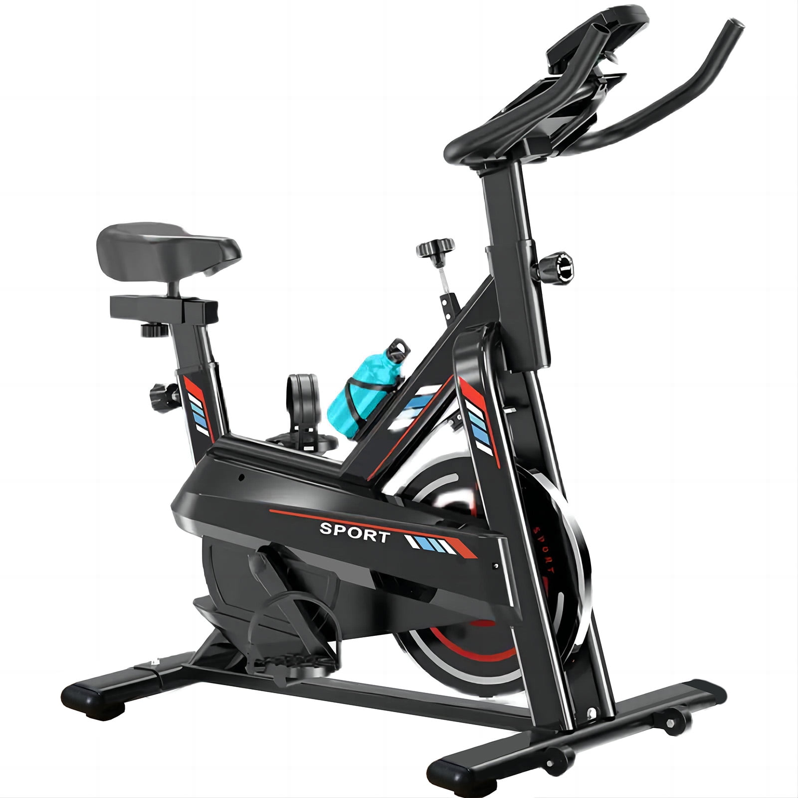 Arcon Exercise Bike, Indoor Cycling Bike, Stationary Bike for Home Cardio Gym with Silent Belt Drive, Workout Bike With Digital Display & Comfortable Seat, Black and Red