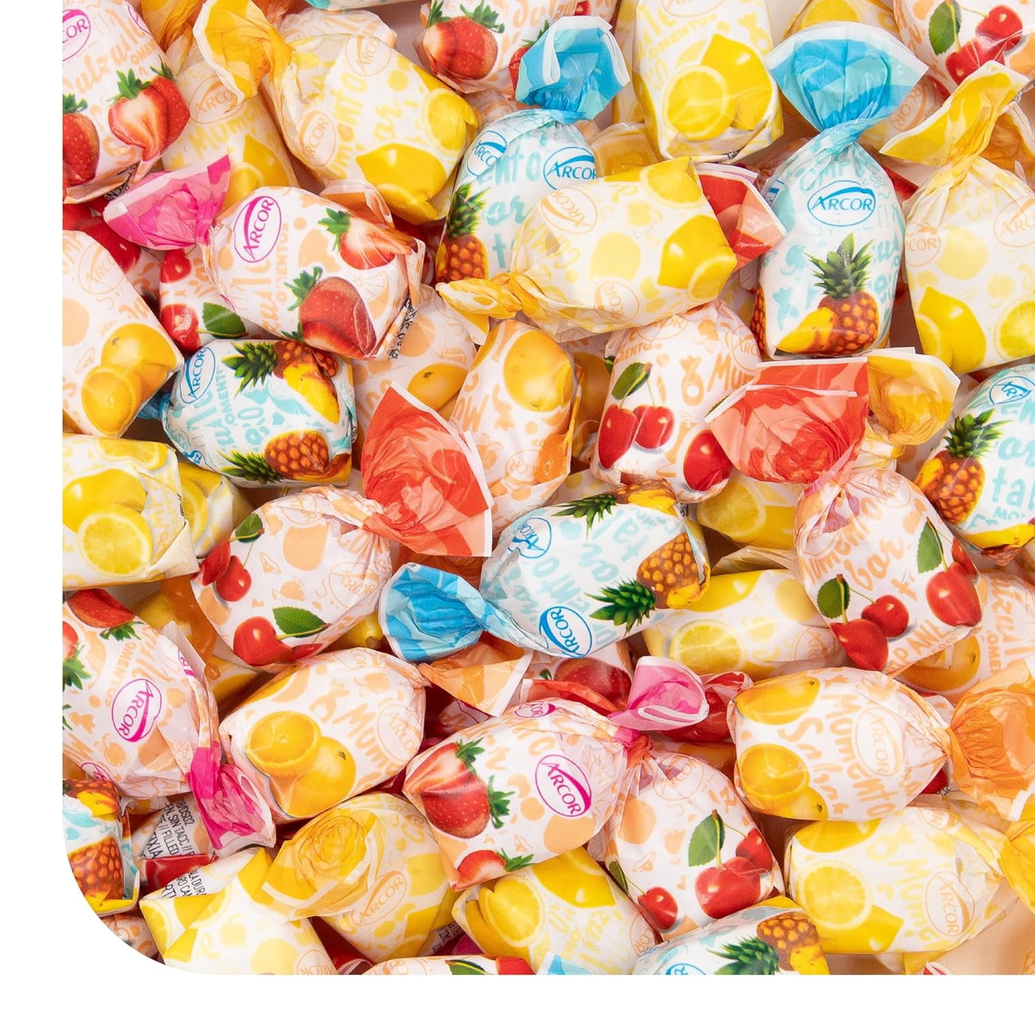 4 Pound Arcor Assorted Fruit Bon Bon Hard Candy, Individually Wrapped