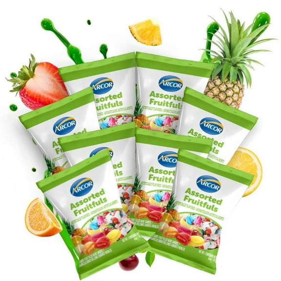 Arcor Assorted Fruit filled candy, packaged individually, including strawberries, cherries, pineapples, oranges and lemons, 6 oz (8 packs)