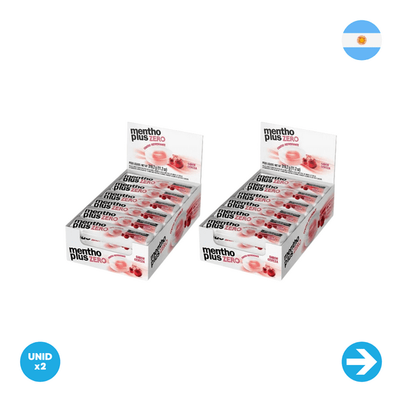 Arcor - Menthoplus Zero Cherry Flavored Candies - 2 Boxes x 12 Units