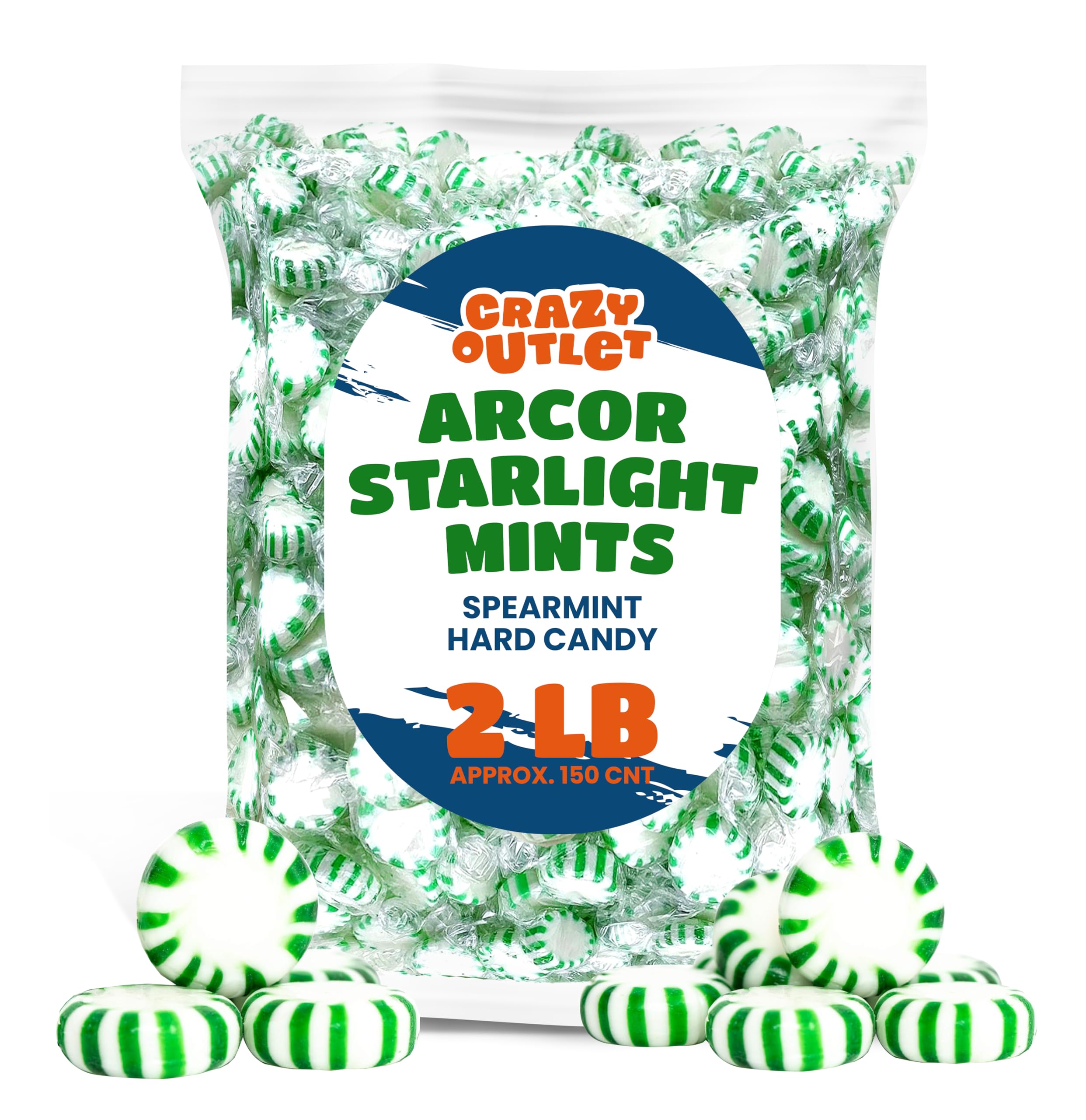 Arcor Starlight Mints Hard Candy Spearmint Flavor Bulk Pack 2 Pounds About 150 Count 7583