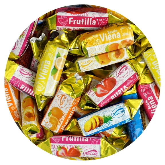 Arcor Vienna Filled Candy, 1 Pound Arcor Candy (Approx. 75 pcs.), Fruit Filled Hard Candy, Fruit Filled Candy, Fruit Filled Hard Candy Individually Wrapped