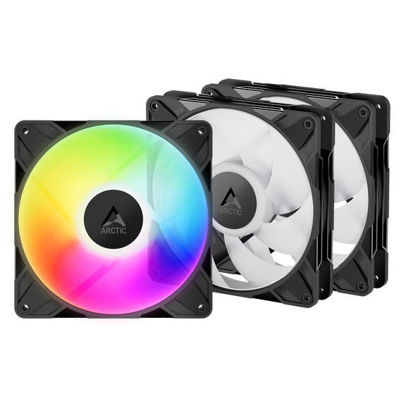 Arctic ACFAN00320A P14 Pro A-RGB140mm PWM Fan w/ Y-Cable Splitter, 400-2500 RPM, Fluid Dynamic Bearing,4-Pin 3 Pack - Black