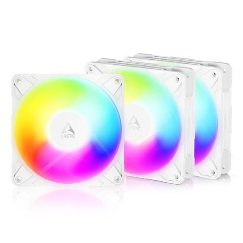 Arctic ACFAN00334A P12 Pro Reverse A-RGB 120mm Case Fan w/ A-RGB fluid dynamic bearing max 3000 RPM (Pack of 3) - White