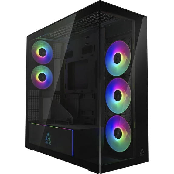 Arctic ACPCC00019A Xtender VG PC Case-Mid Tower Tempered Glass Panel-A-RGB Fans Vertical GPU Mounting Kit - Mirror Black