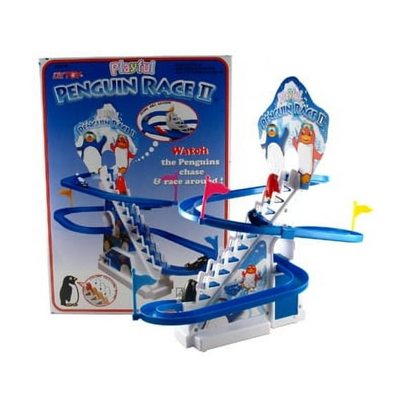 Arctic Action Playful Penguin Race II Stair Climber Toy- Blue