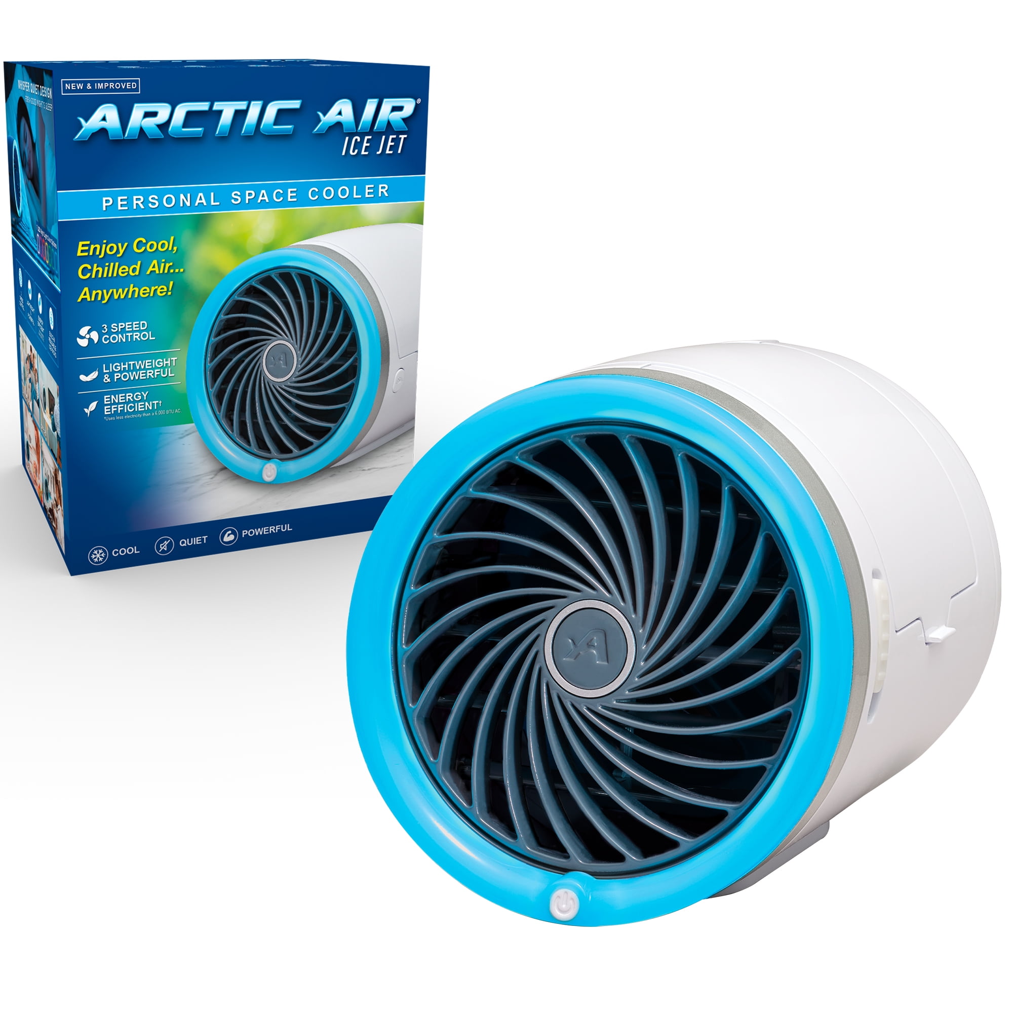 Arctic Air Ice Jet X3 Air Cooler, 3 Speed Portable Cooler with LED, Lightweight & Compact Space Cooler