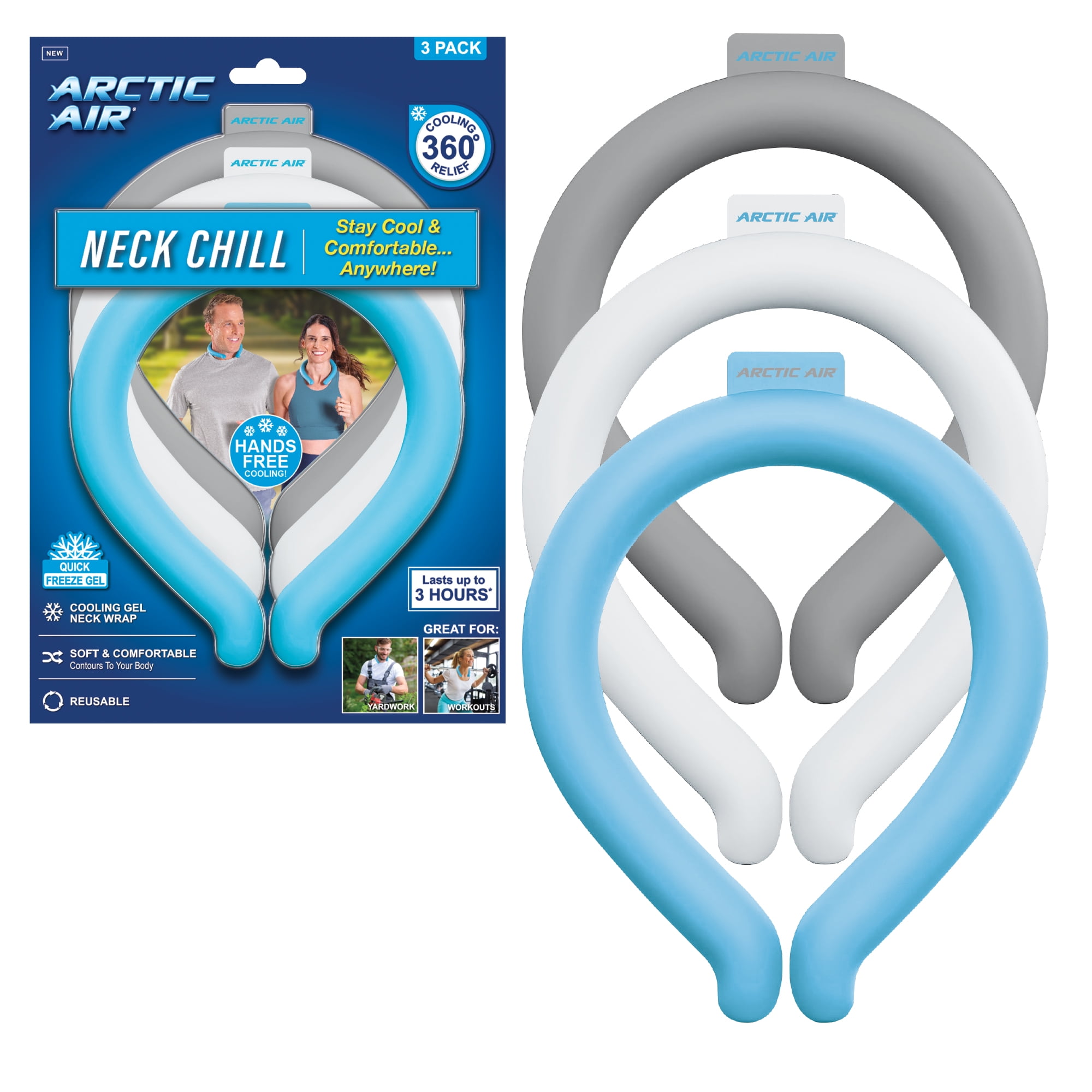 Arctic Air Neck Chill Gel Neck Wrap for Cooling, Portable Hands-Free Comfort, Reusable