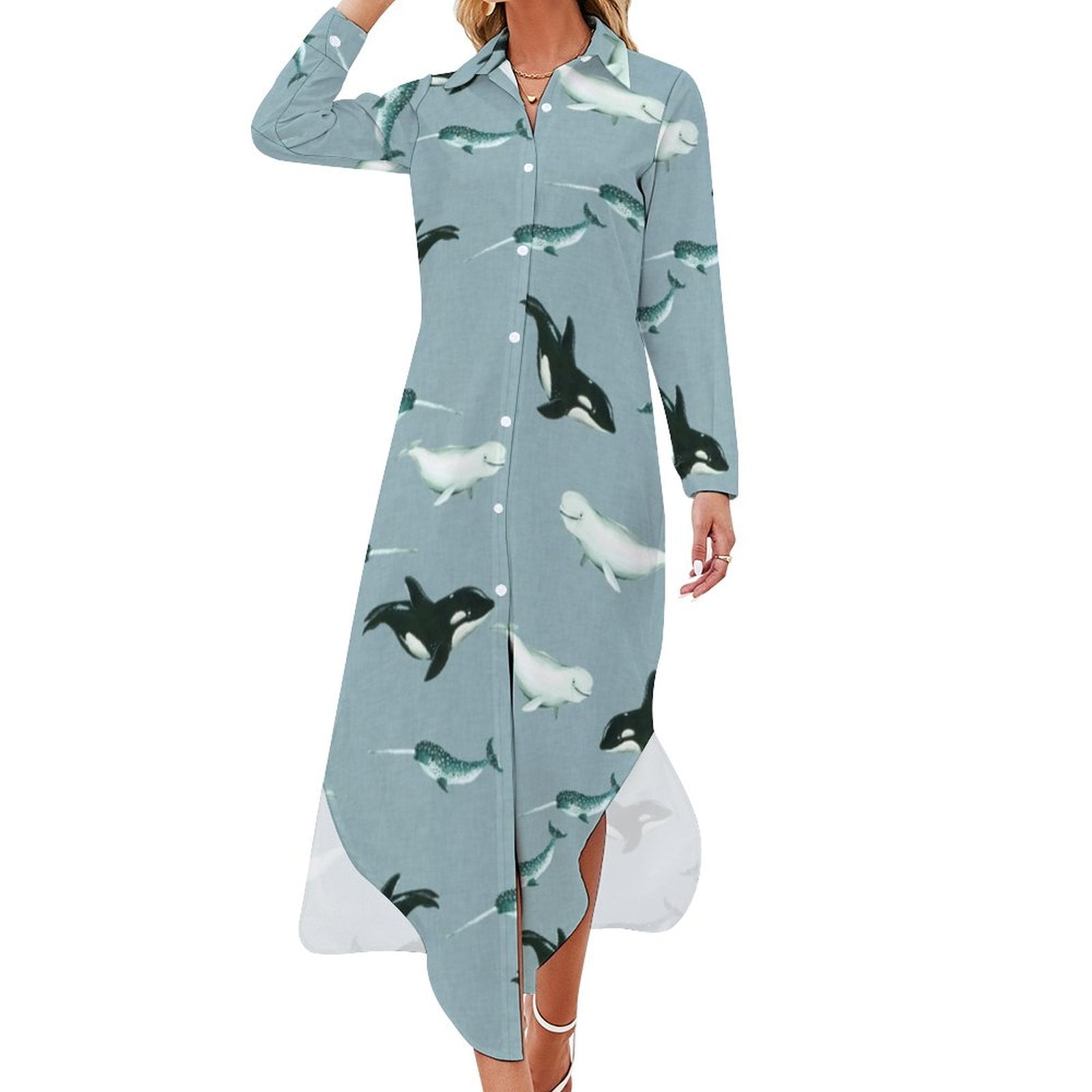 Arctic Animal Chiffon Dress Funny Puffins Print Cute Dresses Female Arctic Animal Chiffon Dress Funny Puffins Print Cute Dresses Female