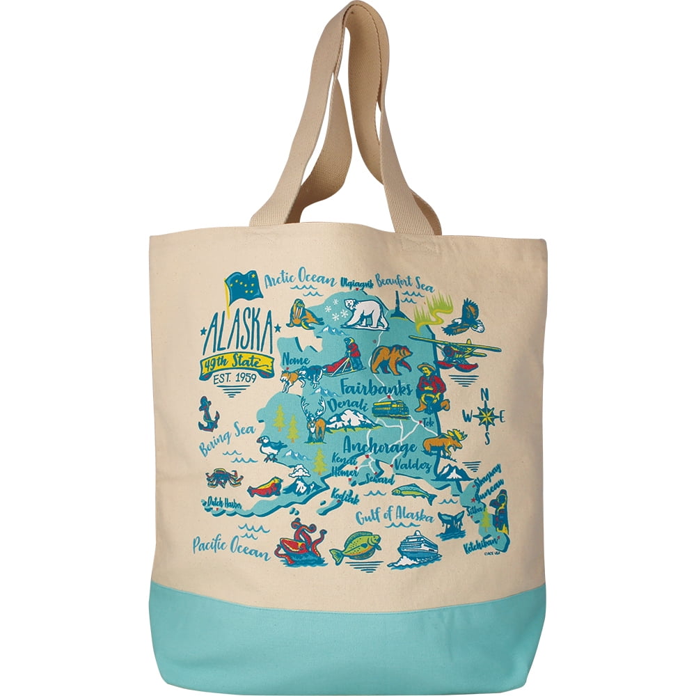 Arctic Circle Mint Icon Map Tote Bag