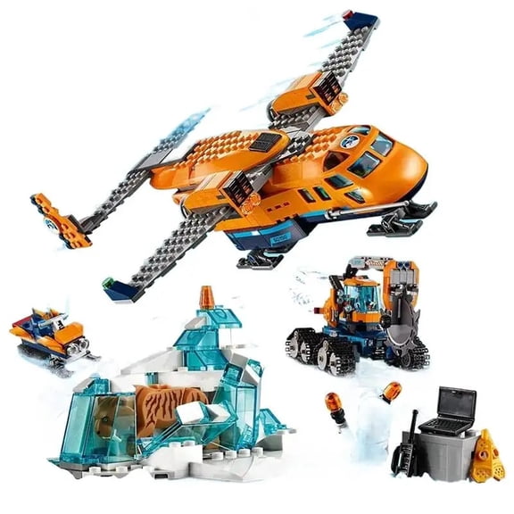 Arctic Explorer Helicopter Building Bricks, Ice Cave & Snow Machine Model Kit, Educational Assembly Toy Gift