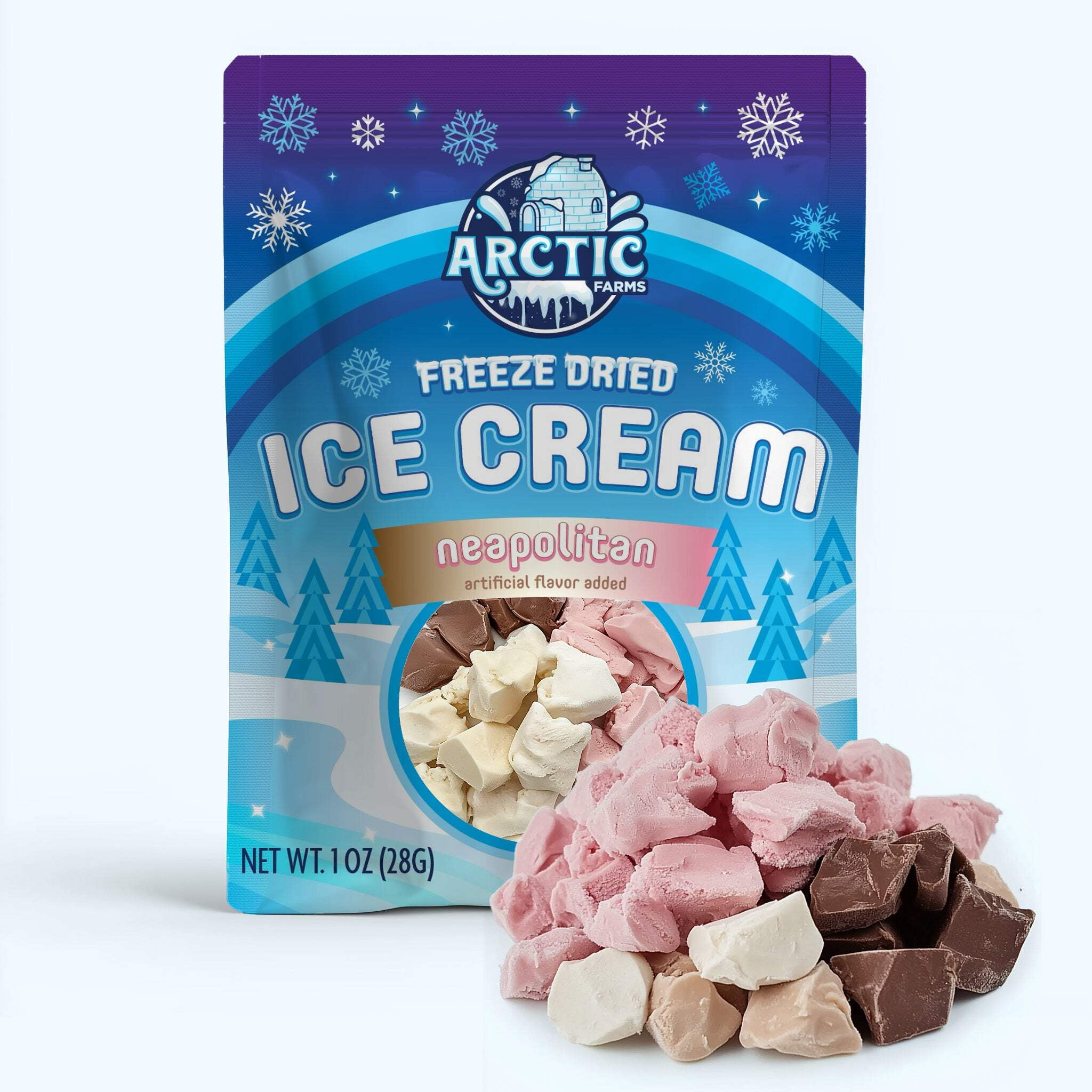 Arctic Farms Freeze Dried Ice Cream that Does Not Melt (Neapolitan) (1oz)