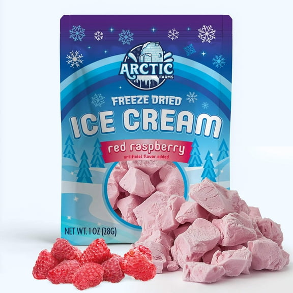 Arctic Farms Freeze Dried Ice Cream that Does Not Melt (Red Raspberry) (1oz)