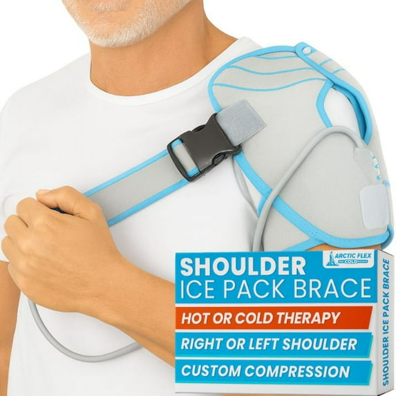 Arctic Flex Compression Shoulder Ice Pack - Adjustable Cold Therapy Wrap for Rotator Cuff, Tendonitis, Sports Injuries with Inflatable Compression Chamber