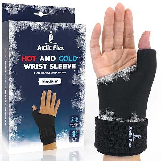 Arctic Flex Wrist Ice Pack Wrap - Extra Strength Hot & Cold Therapy - Reusable Hand & Thumb Freeze Sleeve - FSA/HSA Approved for Arthritis, Carpal Tunnel, Surgery, & Pain Relief (Fits Left & Right)