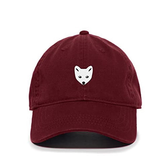 Arctic Fox Baseball Cap Embroidered Cotton Adjustable Dad Hat Burgundy