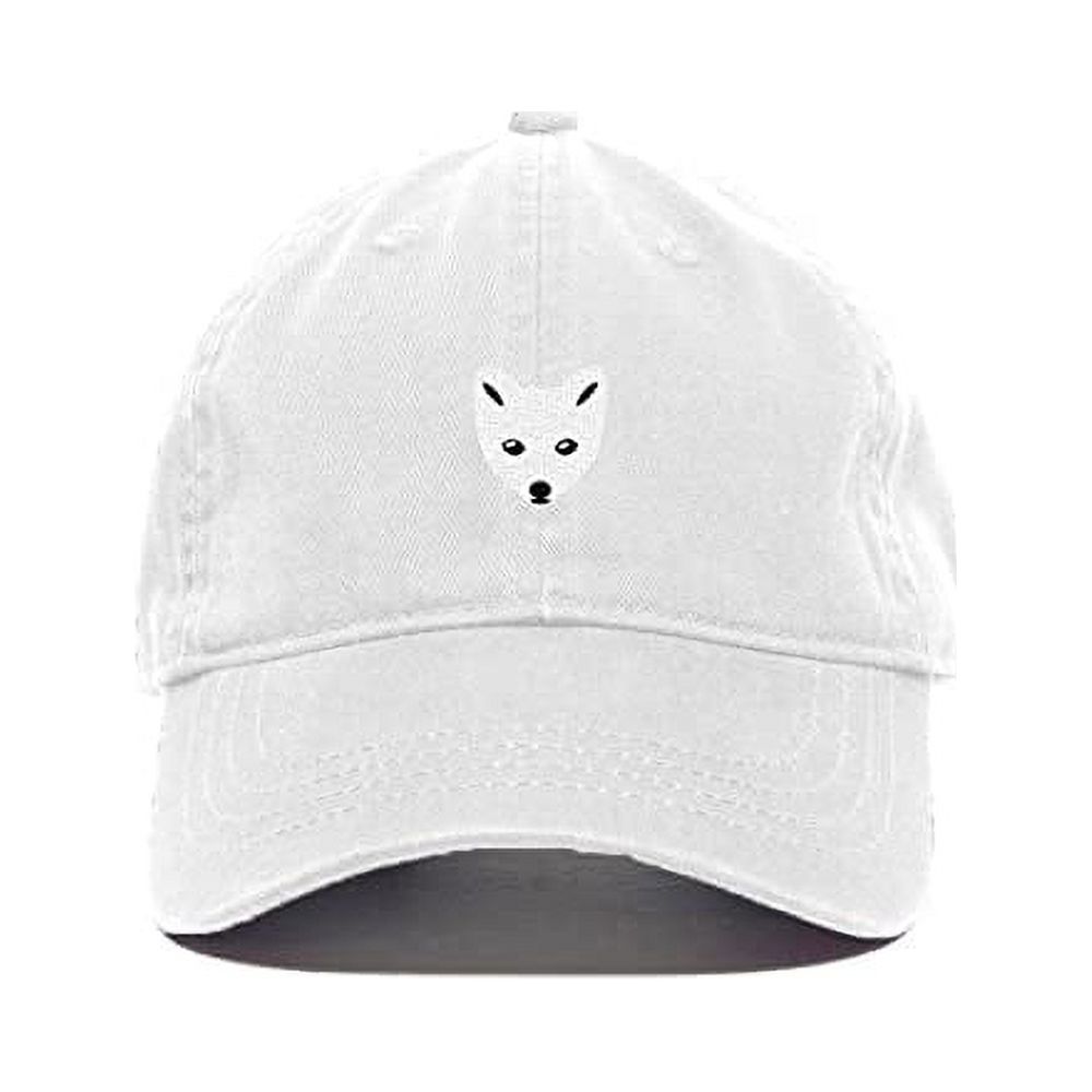 Arctic Fox Baseball Cap Embroidered Cotton Adjustable Dad Hat White