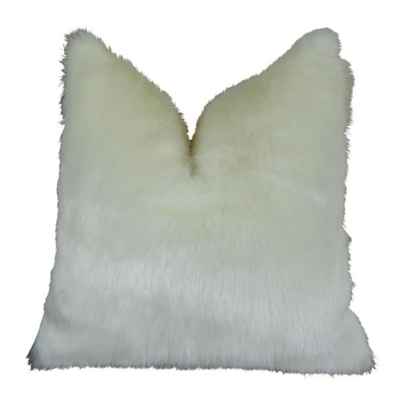 Arctic Fox Handmade Double Sided Throw Pillow - White & Ivory - 12 x 20 in.