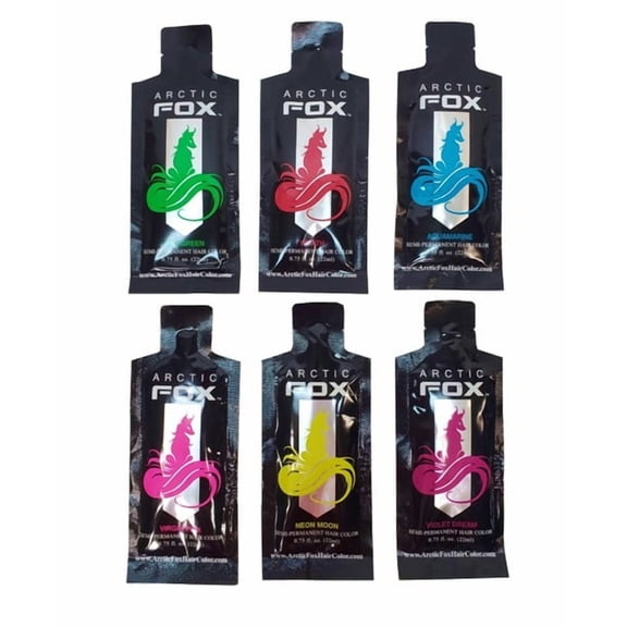 Arctic Fox Assorted 6-Mini Pack Semi-Permanent Vegan Hair Dye Color