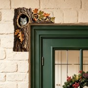 Arctic Fox Tree Hollow Door Topper, Cute Peeking Wood Land Animals Doorway Corner Decor for Cozy Nature Home Door Frame Sign, Creative Xmas Gift for Animal Lover, #Top Left