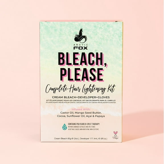 Arctic Fox Vegan & Cruelty Free Bleach Please Hair Lightening Kit Cream Bleach, 35 Volume Developer And Latex Free Gloves Infused With Acai, Cocoa, Sunflower Oil & Papaya