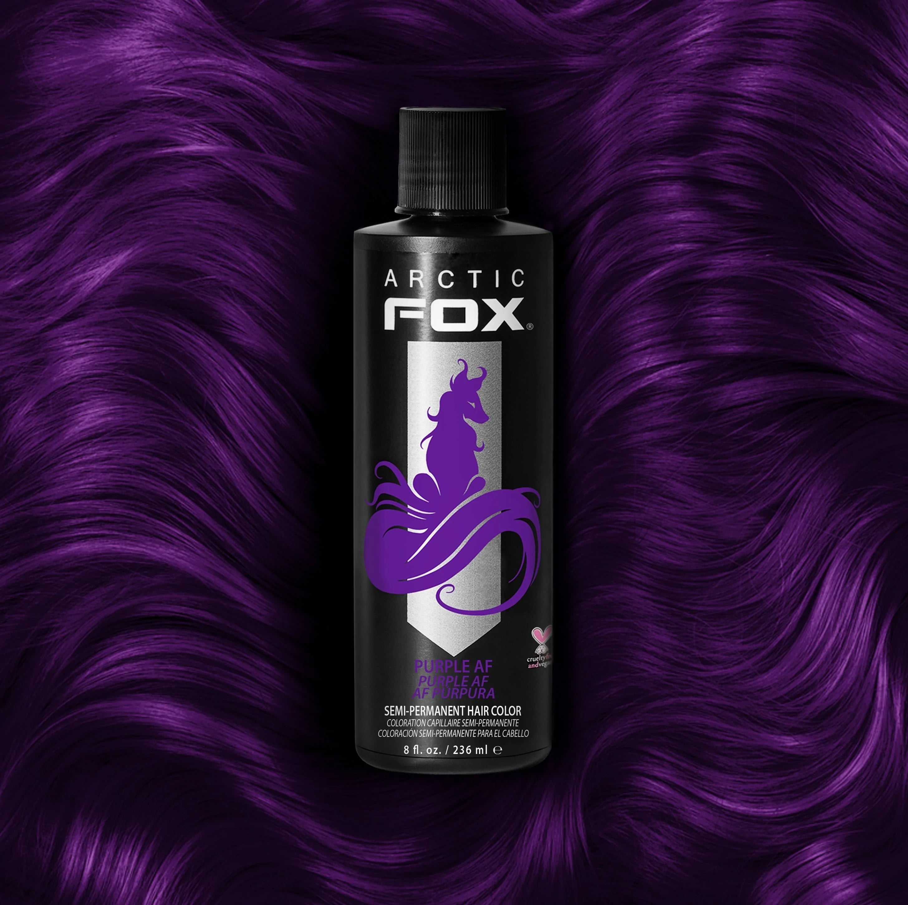 Arctic Fox Vegan Semi-Permanent Hair Dye, Purple AF, 8 fl oz