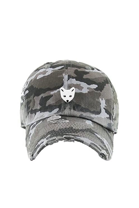 Arctic Fox Vintage Baseball Cap Embroidered Cotton Adjustable Distressed Dad Hat Gray Camo