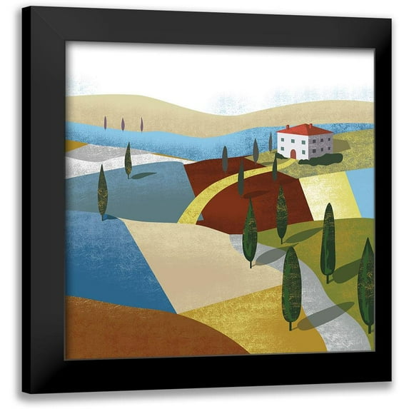 Arctic Frame 15x15 Black Modern Framed Museum Art Print Titled - Illustrated Italian Landscape I