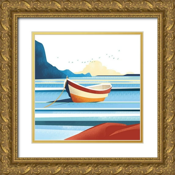 Arctic Frame 26x26 Gold Ornate Wood Framed with Double Matting Museum Art Print Titled - Illustrated Italian Landscape X