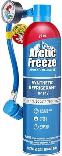 Arctic Freeze AF22CA Auto Ultra Synthetic A/C Recharge Kit with Gauge and 1 Feet Hose, 22 oz
