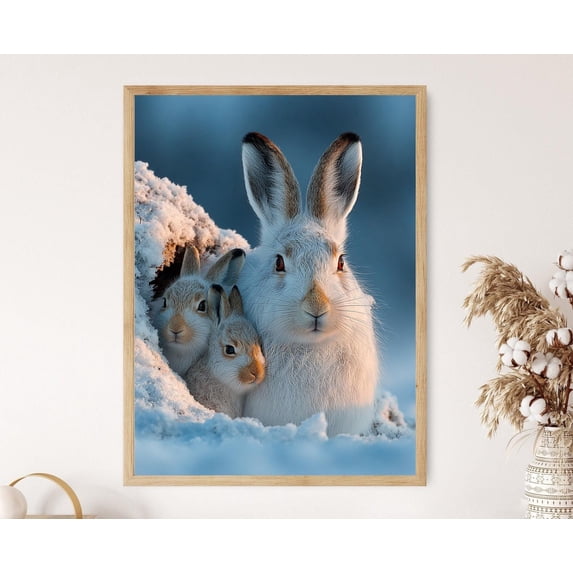 Arctic Hare With Leverets Art Print Minimal Wildlife Photography ...