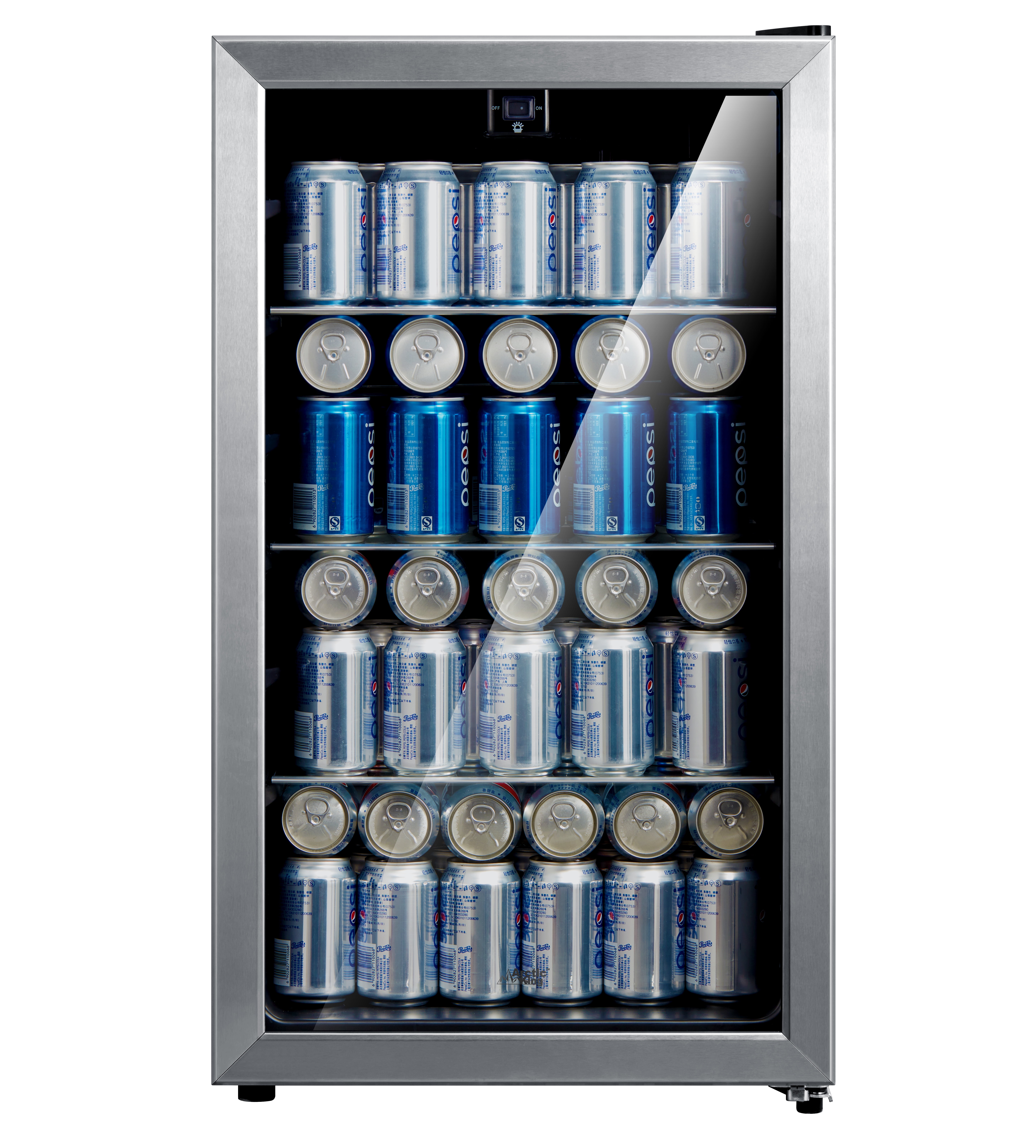 Comfee' CRV115TAST Beverage Cooler, 115 Cans Beverage Refrigerator, Adjustable Thermostat, Glass Door with Stainless Steel Frame, Reversible Hinge